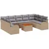 Image de Ensemble de canapés de jardin vidaXL, 10 pièces, beige et gris clair, en polyrotin