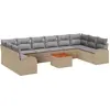 Image de Ensemble de canapés de jardin vidaXL, 11 pièces, beige et gris clair, en polyrotin