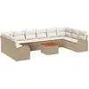 Image de vidaXL Ensemble de canapé de jardin avec rangement 11 pcs Beige et crème Poly-Rotin