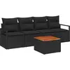 Image de vidaXL Ensemble canapé de jardin avec mémoire 5 pcs noir poly rotin