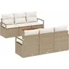 Image de vidaXL Ensemble de canapé de jardin avec mémoire 7 pcs Beige et crème Poly-Rotin