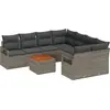 Image de vidaXL Ensemble de canapé de jardin avec mémoire 9 pcs Gris Poly-Rotin