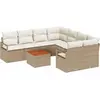 Image de Ensemble de canapés de jardin vidaXL avec rangement, 9 pièces, beige et crème, en polyrotin
