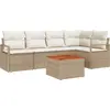 Image de vidaXL Ensemble canapé de jardin avec coffre de rangement 6 pièces Beige et crème Polyrotin