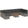 Image de Ensemble de canapés de jardin vidaXL avec rangement, 11 pièces, gris, en polyrotin