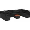 Image de Ensemble de canapés de jardin vidaXL avec rangement, 11 pièces, en rotin synthétique noir