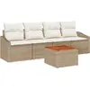 Image de Ensemble de canapés de jardin vidaXL avec rangement, 5 pièces, beige et crème, en polyrotin