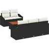 Image de Ensemble de canapés de jardin vidaXL, 6 pièces, noir et crème, en polyrotin