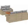 Image de Ensemble de canapés de jardin vidaXL, 6 pièces, beige et gris clair, en polyrotin
