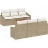 Image de vidaXL Ensemble de canapé de jardin avec mémoire 7 pcs Beige et crème Poly-Rotin