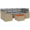 Image de Ensemble de canapés de jardin vidaXL, 7 pièces, beige et gris clair, en polyrotin