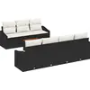 Image de Ensemble de canapés de jardin vidaXL, 8 pièces, noir et crème, en polyrotin