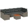 Image de vidaXL Ensemble de canapé de jardin avec mémoire 8 pcs Gris Poly-Rotin