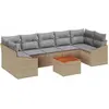 Image de Ensemble de canapés de jardin vidaXL, 8 pièces, en polyrotin beige et gris clair