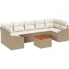 Image de Ensemble de canapés de jardin vidaXL, 8 pièces, beige et crème, en polyrotin