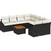 Image de Ensemble de canapés de jardin vidaXL avec rangement, 9 pièces, noir et crème, en polyrotin