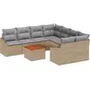 Image de vidaXL Ensemble de canapés de jardin 9 pièces beige et gris clair en polyrotin