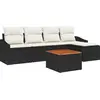 Image de Ensemble de canapés de jardin vidaXL avec rangement, 6 pièces, noir et crème, en polyrotin