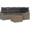 Image de vidaXL Ensemble de canapé de jardin avec mémoire 5 pcs Gris Poly-Rotin