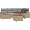 Image de Ensemble de canapés de jardin vidaXL, 6 pièces, beige et gris clair, en polyrotin