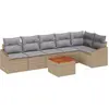 Image de Ensemble de canapés de jardin vidaXL, 7 pièces, beige et gris clair, en polyrotin