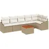 Image de vidaXL Ensemble de canapé de jardin avec mémoire 7 pcs Beige et crème Poly-Rotin
