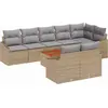 Image de Ensemble de canapé de jardin vidaXL, 9 pièces, en polyrotin beige et gris clair