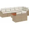 Image de Ensemble de canapés de jardin vidaXL avec rangement, 9 pièces, beige et crème, en polyrotin