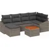 Image de vidaXL Ensemble de canapé de jardin avec mémoire 7 pcs Gris Poly-Rotin