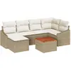 Image de Ensemble de canapés de jardin vidaXL, 7 pièces, beige et crème, en polyrotin