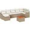 Image de vidaXL Ensemble de canapé de jardin avec mémoire 8 pcs Beige et crème Poly-Rotin