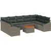 Image de Ensemble de canapés de jardin vidaXL avec rangement, 10 pièces, gris, en polyrotin