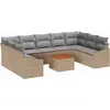 Image de Ensemble de canapés de jardin vidaXL, 10 pièces, beige et gris clair, en polyrotin