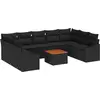 Image de Ensemble de canapés de jardin vidaXL avec rangement, 10 pièces, en rotin synthétique noir