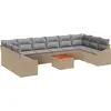 Image de Ensemble de canapés de jardin vidaXL, 11 pièces, beige et gris clair, en polyrotin