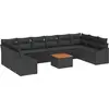 Image de Ensemble de canapés de jardin vidaXL avec rangement, 11 pièces, en rotin synthétique noir
