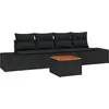 Image de vidaXL Ensemble canapé de jardin avec mémoire 5 pcs noir poly rotin
