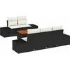 Image de Ensemble de canapés de jardin vidaXL avec rangement, 6 pièces, noir et crème, en polyrotin