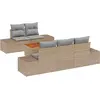 Image de Ensemble de canapés de jardin vidaXL, 6 pièces, beige et gris clair, en polyrotin