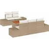 Image de Ensemble de canapé de jardin vidaXL, 6 pièces, beige et crème, en polyrotin