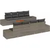 Image de vidaXL Ensemble de canapé de jardin avec mémoire 9 pcs Gris Poly-Rotin