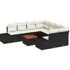 Image de Ensemble de canapés de jardin vidaXL avec rangement, 9 pièces, noir et crème, en polyrotin