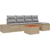 Image de Ensemble de canapés de jardin vidaXL, 6 pièces, beige et gris clair, en polyrotin