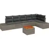Image de vidaXL Ensemble de canapé de jardin avec mémoire 7 pcs Gris Poly-Rotin
