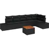 Image de vidaXL Ensemble canapé de jardin avec coffre de rangement 7 pièces Noir Poly-rotin