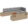 Image de Ensemble de canapés de jardin vidaXL avec rangement, 9 pièces, beige et gris clair