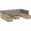 Image de Ensemble de canapés de jardin vidaXL avec rangement, 10 pièces, beige et gris clair