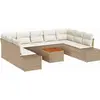 Image de Ensemble de canapés de jardin vidaXL avec rangement, 10 pièces, beige et blanc