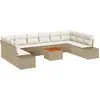 Image de Ensemble de canapés de jardin vidaXL avec rangement, 11 pièces, beige et blanc