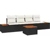 Image de vidaXL Ensemble de canapé de jardin avec coussins 5 pcs noir Poly rotin